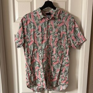Men’s Pink and Green Button Down Shirt Stranger Things Hopper